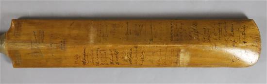 A Wally Hammonds World Test Record cricket bat, 4.5in.